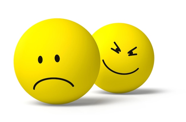 Twee 3D emoji personages triest en kwaadaardig
