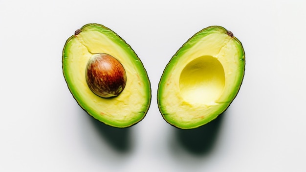 Foto twee afzonderlijke plakjes avocado