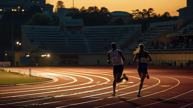 Twee atleten rennen op een baan aan de universiteit van Pittsburgh