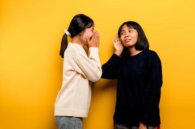 Twee aziatische vrouwen houden van elkaar vrienden vinden het heerlijk om hun liefde aan elkaar te tonen oprecht vrouwelijk beste vriend concept