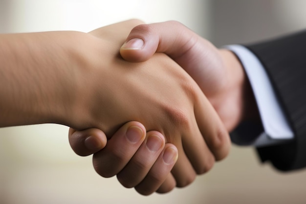 Foto twee blanke zakenlieden die elkaar de hand schudden om een deal te sluiten ze dragen een pak en een overhemd