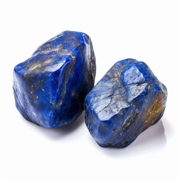 Twee blauwe rotsen op een wit oppervlak met een witte achtergrond generatieve ai