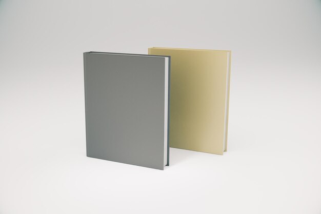 Twee boeken verschillende kleur met lege omslag mock up 3D render