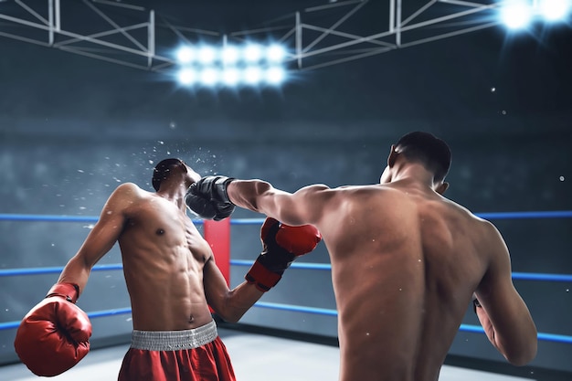 Twee bokser op de ring sport thema