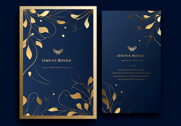 twee brochures met gouden bladeren en een gouden bladpatroon.