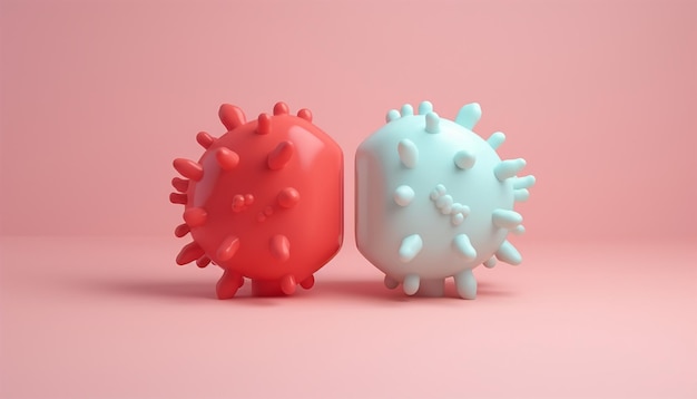 Twee cellen 3D pastel achtergrond De specifieke binding tussen twee cellen Virus vernietiging concept