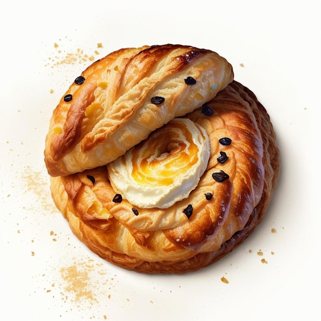 twee croissants naast elkaar op een wit aanrechtblad