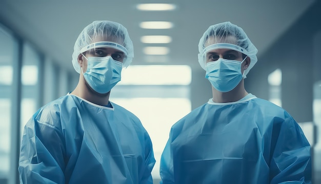 twee dokters met gezichtsmaskers geven een duim omhoog