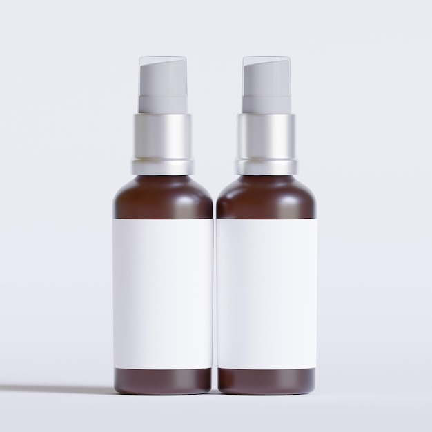 twee flessen shampoo en een fles bruine vloeistof