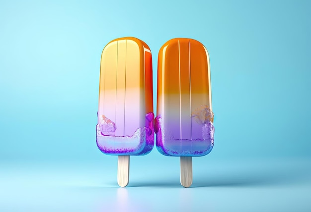 twee gekleurde popsicles met een snoepje bovenop