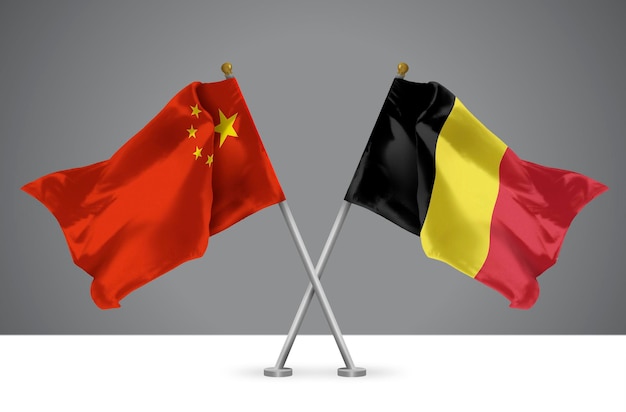 Twee gekruiste vlaggen van China en België