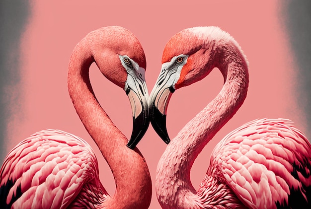 Twee geliefden flamingo's Generatieve AI