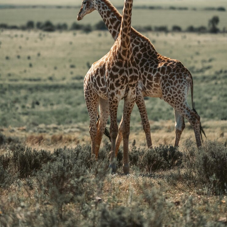 Foto twee giraffen in het wild in kenia