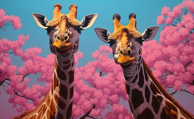 twee giraffen op de foto in de stijl van hyperrealistische natuurportretten