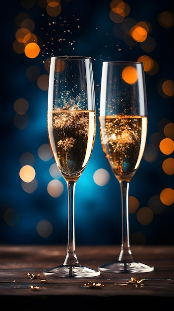 Twee glazen champagne voor het nieuwe jaar.