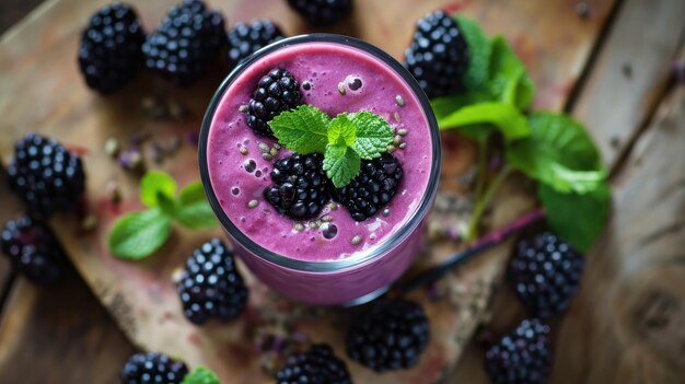 Twee glazen smoothie met bessen en munt Verfrissende en heerlijke fruitdrank