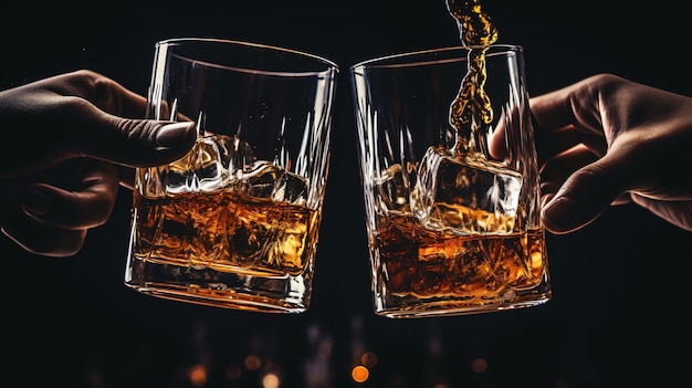 Twee glazen whisky klinken