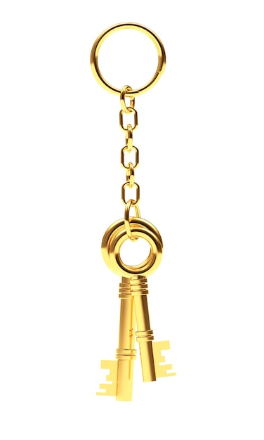 Twee gouden sleutels aan een sleutelhanger