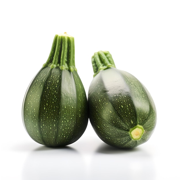 Twee groene courgettes met witte achtergrond