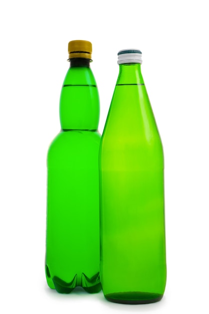 Twee groene fles geïsoleerd