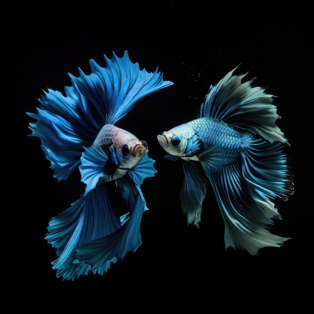 Twee halfmoon betta-vissen vechten