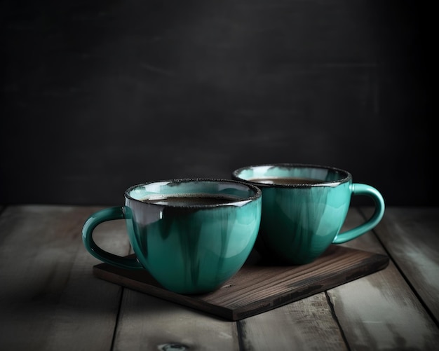 Twee hete koppen koffie op tafel Generatieve AI
