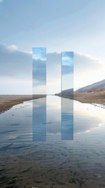 Foto twee hoge reflecterende torens op een strand