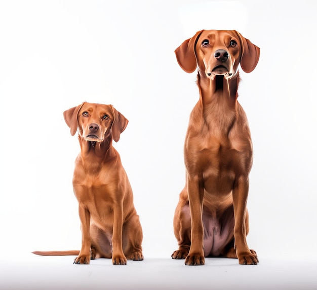 Twee honden zitten naast elkaar.