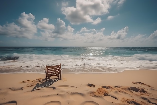 Twee houten stoelen op de oceaan Ai Generative