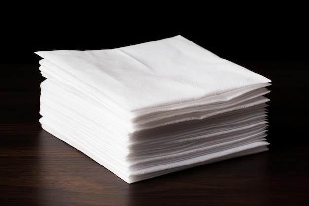 Twee in tweeën gevouwen witte papieren zakdoekjes of servetten worden op elkaar gestapeld en van het wit gescheiden