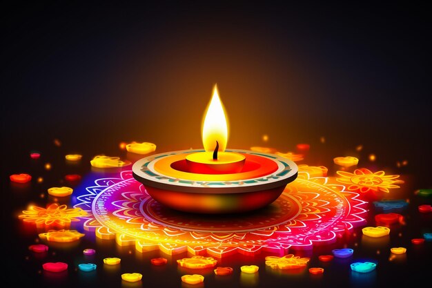 Twee Indiase vrouwen steken diya's aan ter gelegenheid van Diwali, ook wel bekend als het Festival of Lights Decora