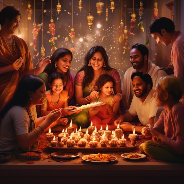 Twee Indiase vrouwen steken diya's aan ter gelegenheid van Diwali, ook wel bekend als het Festival of Lights Decora