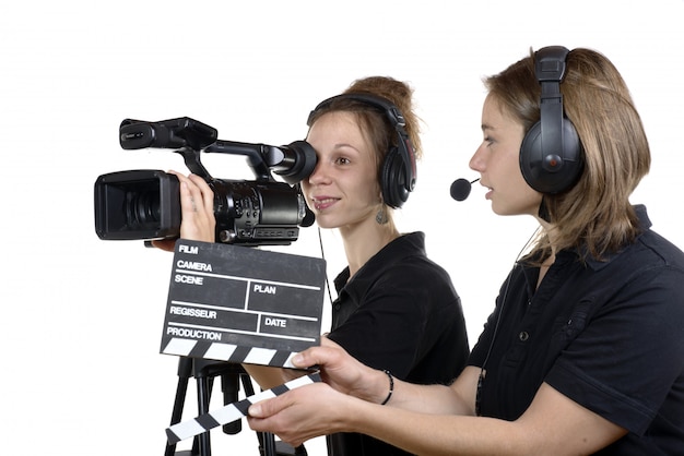 Twee jonge vrouwen met camera's