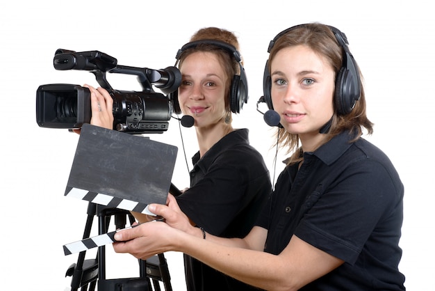 Twee jonge vrouwen met camera