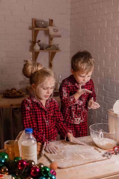 twee kleine kinderen koken een taart voor kerst en maken een kookblog. kinderbloggers