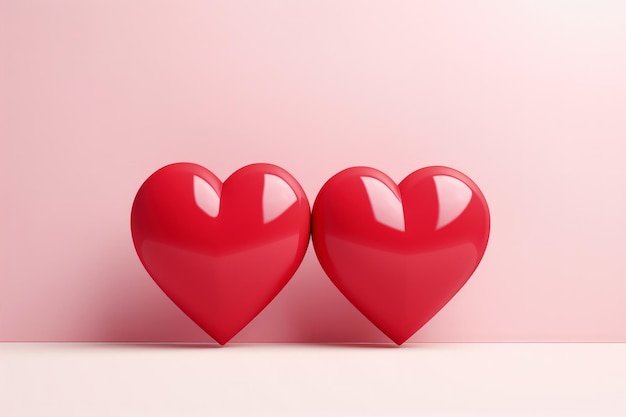 Twee kleine rode hartjes een symbool van een stel voor Valentijnsdag groetenkaart en liefdesfeesten
