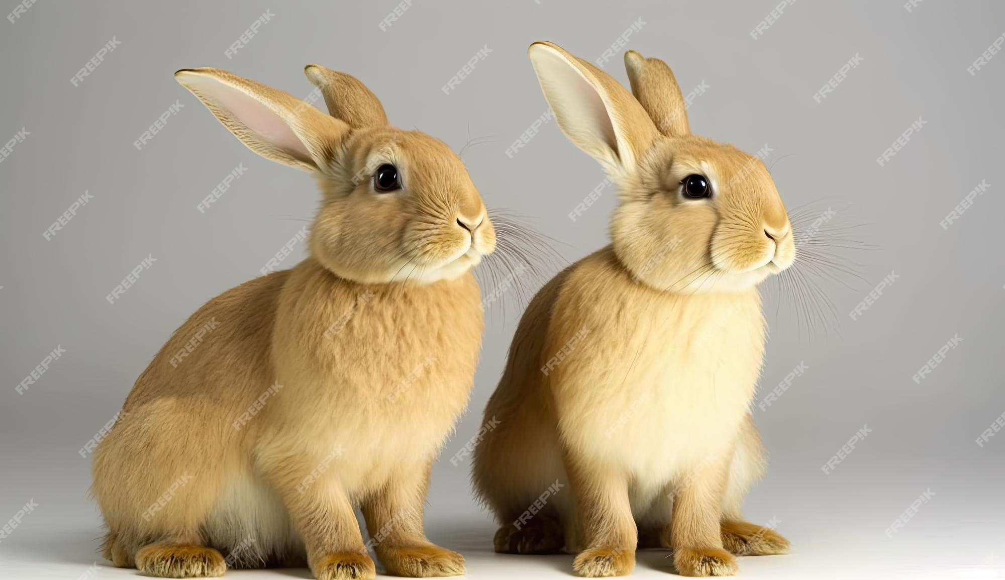 konijnen die zij aan op een witte zitten | Premium Foto