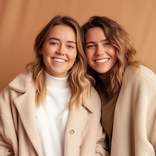 Twee lachende vrouwen voor een foto