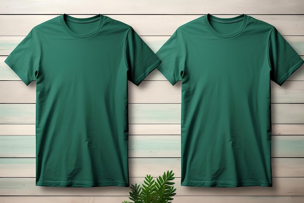 Twee lege groene t-shirts mock-up