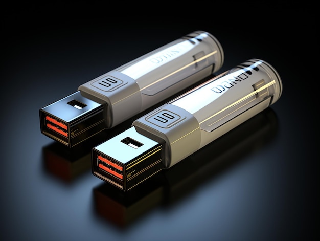 twee lege witte USB-sticks