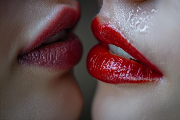 Twee lippen die elkaar kussen Close Up foto