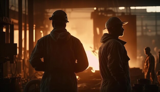 Foto twee mannen staan voor een vuur met op de achtergrond de woorden 'vuur'