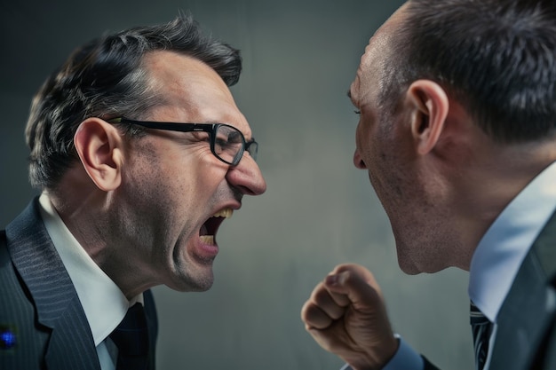 Foto twee mannen vechten in een zakelijke omgeving.