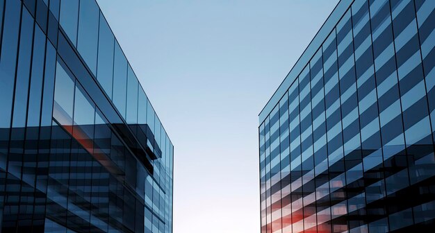 Foto twee moderne gebouwen met glazen ramen architectuurontwerp van gebouwen