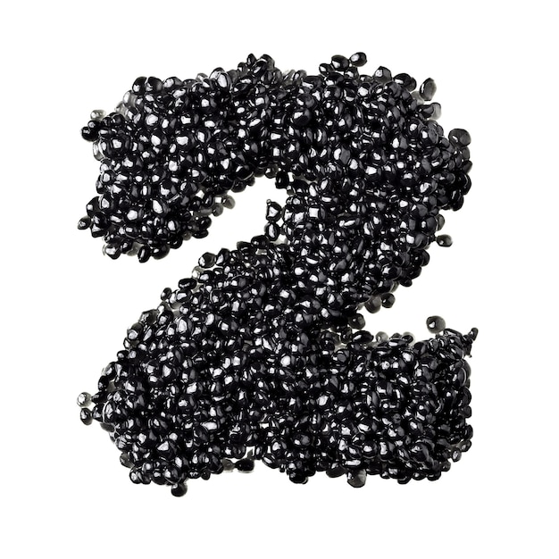 Twee - Nummers gemaakt van zwarte kaviaar