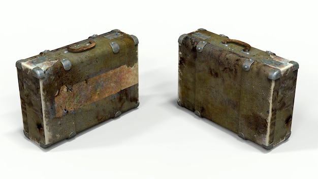 Twee oude koffers. 3D illustratie