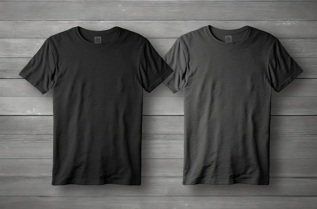 Twee paar grijze T-shirts Voor- en achterkant Mockups AI gegenereerd