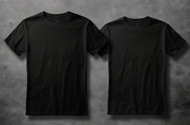 Twee paren zwarte T-shirts voor- en achtermockups gegenereerd door AI