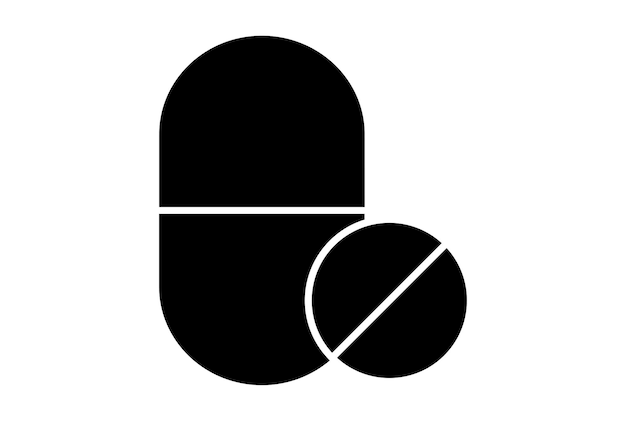 Twee pillen glyph icon art flat gezondheidszorg symbool minimalistisch medisch teken artwork