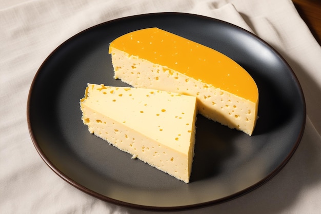 Twee plakjes kaas op een bord